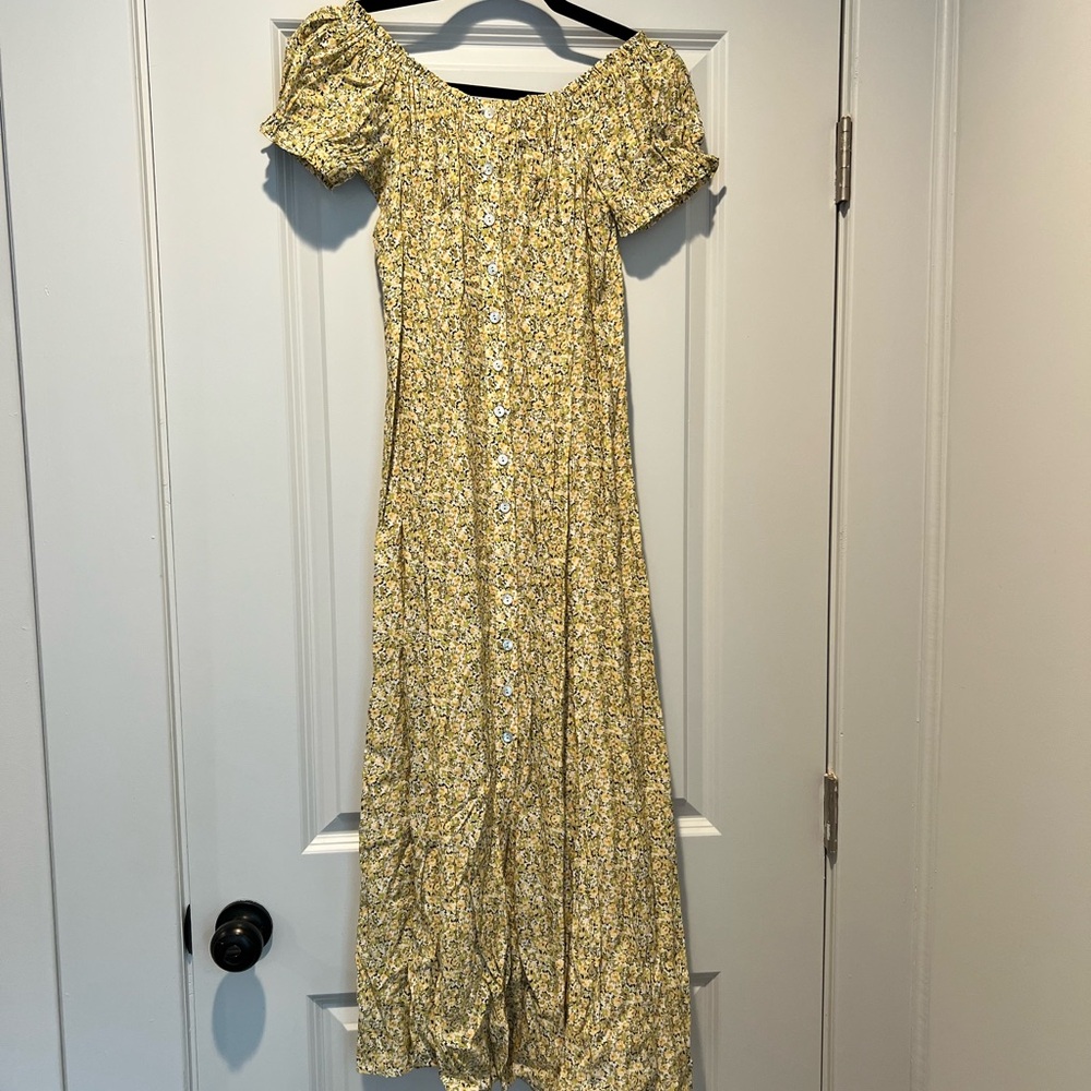 Floral Yellow Off-Shoulder Dress